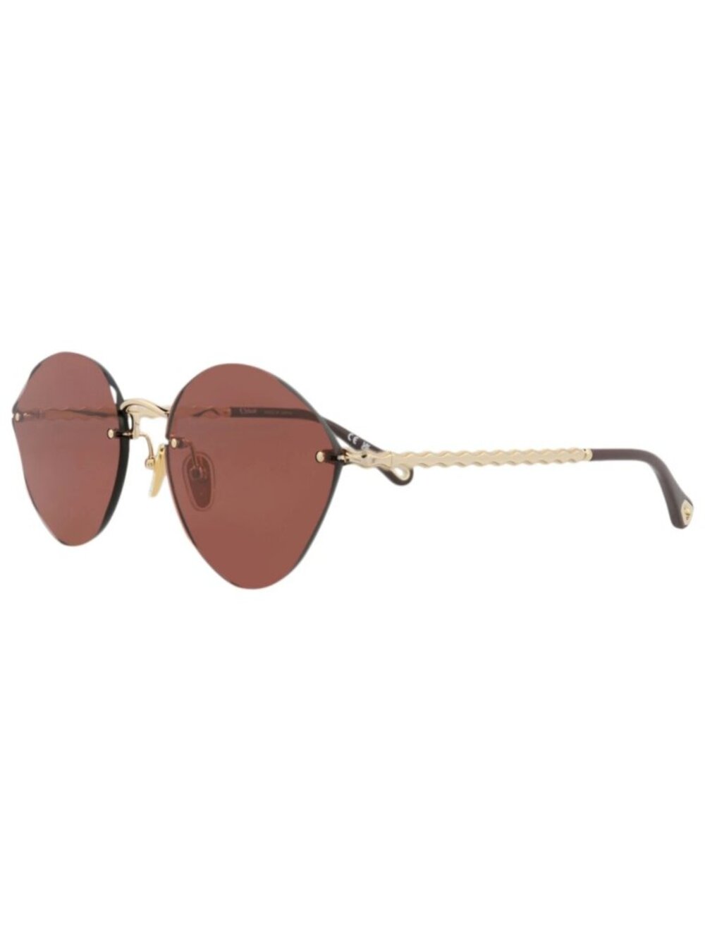 New Chloé Women's Sunglasses Cat Eye Metal Frame Gold Gold Red